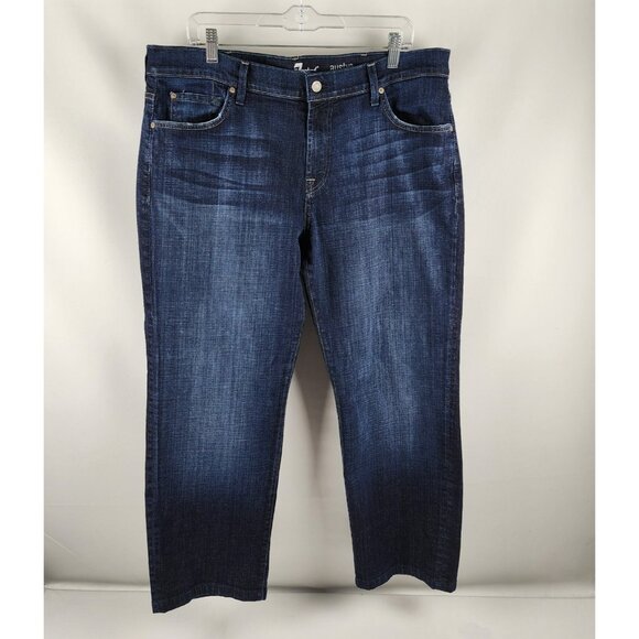 7 For All Mankind Jeans Mens 38 Blue Austyn Dark Wash Straight Leg (38x28) - Picture 1 of 9